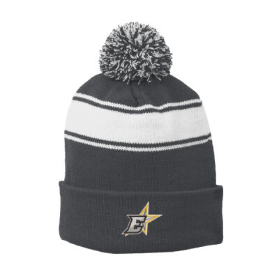 STC28 Emb - Stripe Pom Pom Beanie Thumbnail
